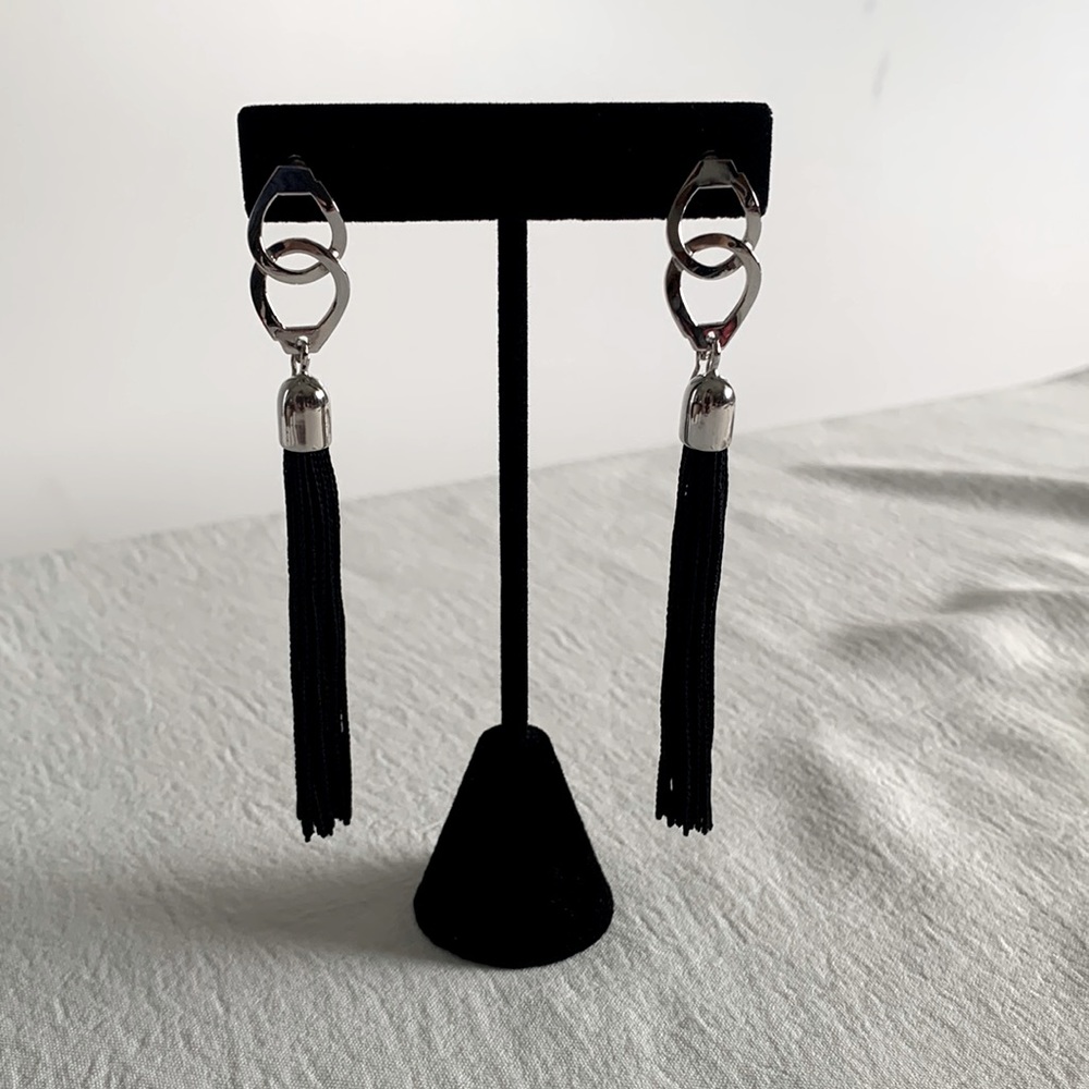 Kilian Rhodium plate Tassel earrings. Original piece by fragrance Designer. NWT